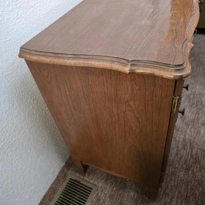 Vintage French Provincial Buffet / Dresser – Ornate Hardware & Serpentine Front