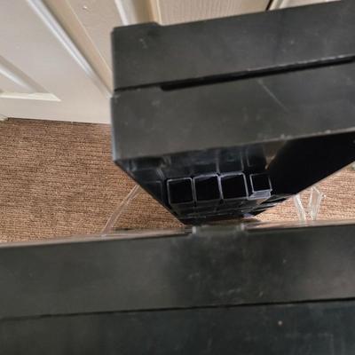 Black Plastic Portable Shelving Unit – Lightweight & Stackable