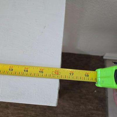 White Painted Wood Side Table with Lower Shelf + Metal & Wicker Basket