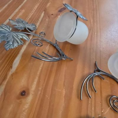 Decorative Home Accent Lot – Green Glass Vase, Leaf Sconce, Porcelain Napkin Rings & More