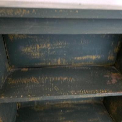 Rustic Painted Wood Shelf – Distressed Green Finish, 25" x 23" x 10"