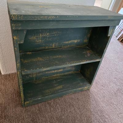 Rustic Painted Wood Shelf – Distressed Green Finish, 25" x 23" x 10"