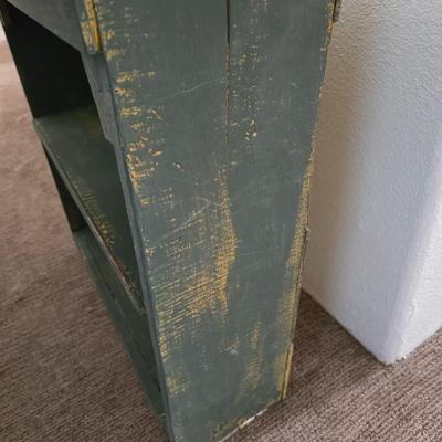 Rustic Painted Wood Shelf – Distressed Green Finish, 25" x 23" x 10"