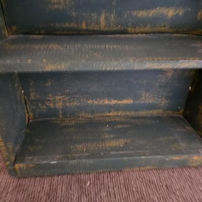 Rustic Painted Wood Shelf – Distressed Green Finish, 25" x 23" x 10"