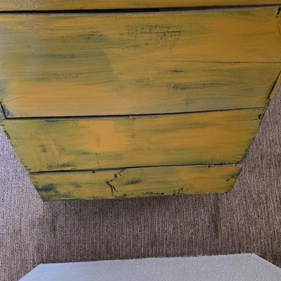 Rustic Painted Wood Shelf – Distressed Green Finish, 25" x 23" x 10"
