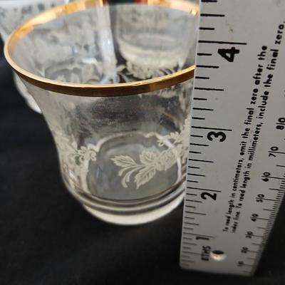 Mikasa “Antique Lace” Etched Crystal Tumblers with Gold Rim – Set of 4 - 2 Sets available