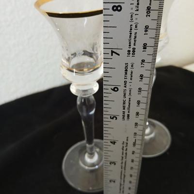 Mikasa “Antique Lace” Etched Crystal Cordial Glasses with Gold Rim – Set of 2