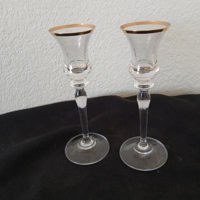 Mikasa “Antique Lace” Etched Crystal Cordial Glasses with Gold Rim – Set of 2