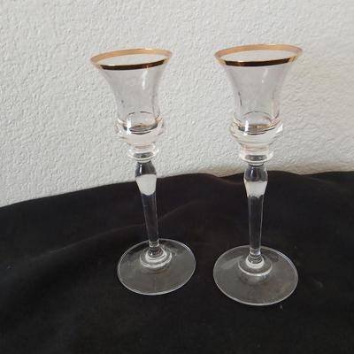 Mikasa “Antique Lace” Etched Crystal Cordial Glasses with Gold Rim – Set of 2