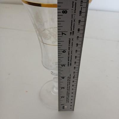 Mikasa “Antique Lace” Etched Crystal Wine Glasses with Gold Rim – MIXED Set of 6