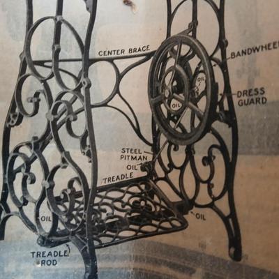 Antique Franklin Treadle Sewing Machine in Oak Cabinet – Ornate Cast Iron Base