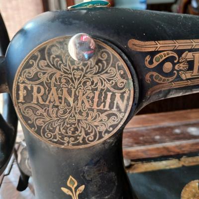 Antique Franklin Treadle Sewing Machine in Oak Cabinet – Ornate Cast Iron Base