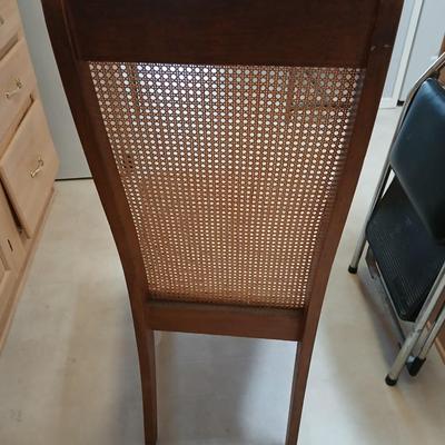 Set of 3 Vintage Cane-Back Dining Chairs with Upholstered Seats