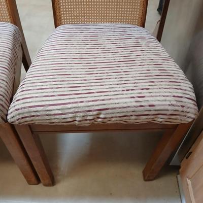 Set of 3 Vintage Cane-Back Dining Chairs with Upholstered Seats