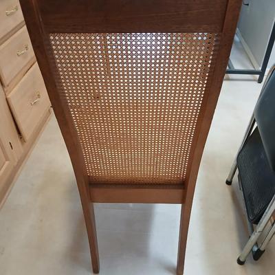 Set of 3 Vintage Cane-Back Dining Chairs with Upholstered Seats