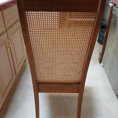 Set of 3 Vintage Cane-Back Dining Chairs with Upholstered Seats