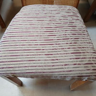 Set of 3 Vintage Cane-Back Dining Chairs with Upholstered Seats