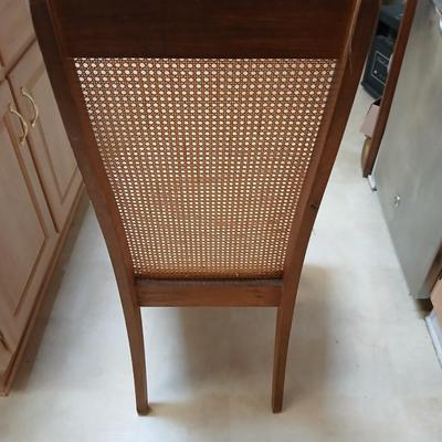 Set of 3 Vintage Cane-Back Dining Chairs with Upholstered Seats