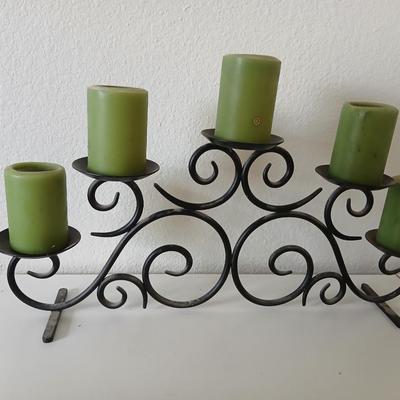 Metal Scrollwork Candle Holder & Farmhouse Pig Planter