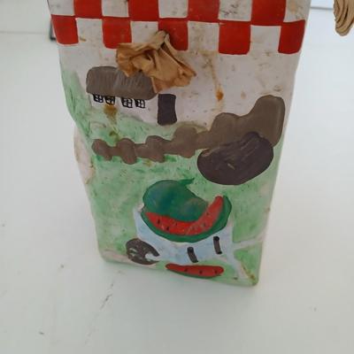 Metal Scrollwork Candle Holder & Farmhouse Pig Planter