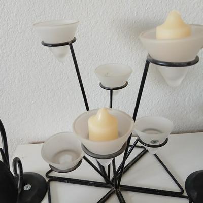 Party Lite Modern Metal Candle Holder Lot with Extra Party lite Votives