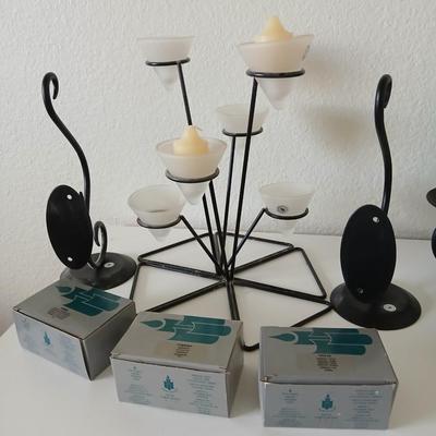 Party Lite Modern Metal Candle Holder Lot with Extra Party lite Votives