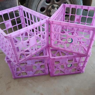 Set of 3 purple Stackable Storage /file Crates