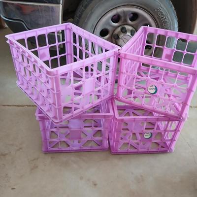 Set of 3 purple Stackable Storage /file Crates