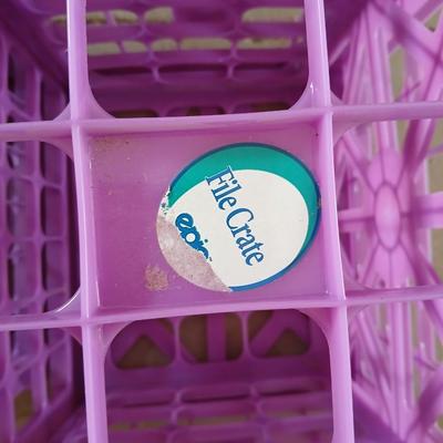 Set of 3 purple Stackable Storage /file Crates