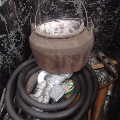 Collection of Metal Melting Equipment includes Vintage Metal Storage Box
