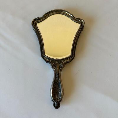 ANTIQUE STERLING SILVER HAND HELD MIRROR