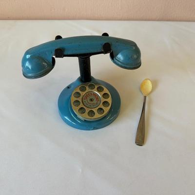 KIDS VINTAGE METAL “SPEED PHONE” BY THE GONG BELL AND BABY SPOON