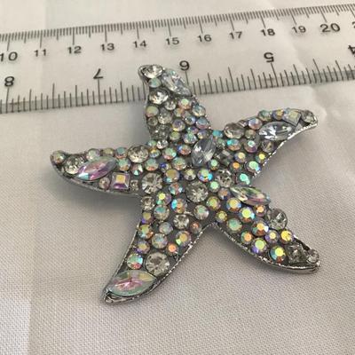 Large Aurora Borealis Starfish Brooch