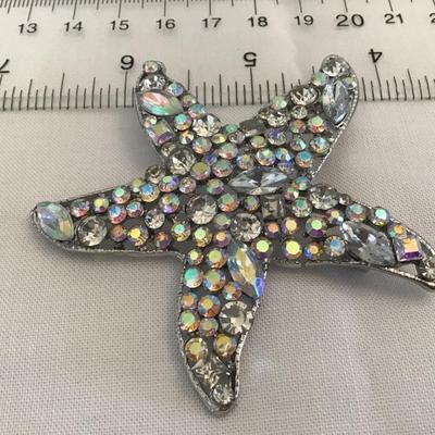 Large Aurora Borealis Starfish Brooch