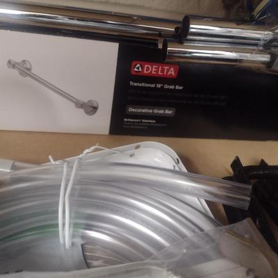 Variety of Household Items including Towel Racks and Shelving