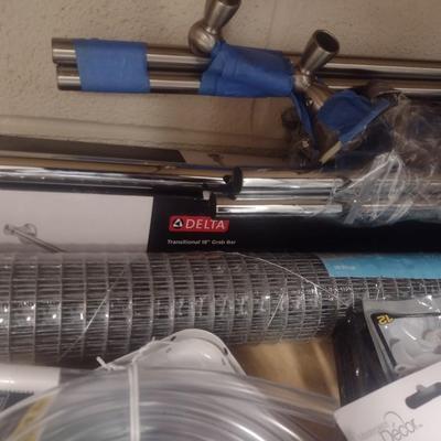 Variety of Household Items including Towel Racks and Shelving