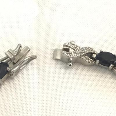 Madagascar Blue Silver Tennis Bracelet Locking