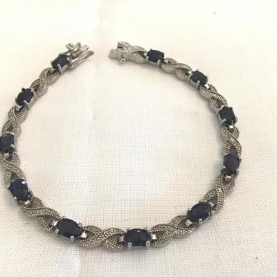 Madagascar Blue Silver Tennis Bracelet Locking