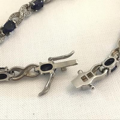 Madagascar Blue Silver Tennis Bracelet Locking