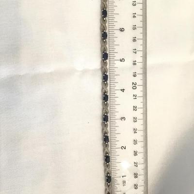 Madagascar Blue Silver Tennis Bracelet Locking