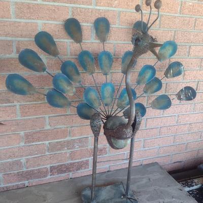 Outdoor Yard Art Metal Peacock