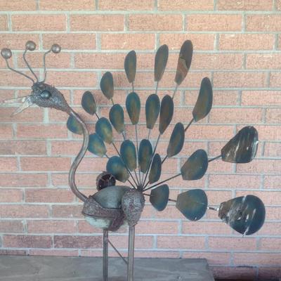 Outdoor Yard Art Metal Peacock
