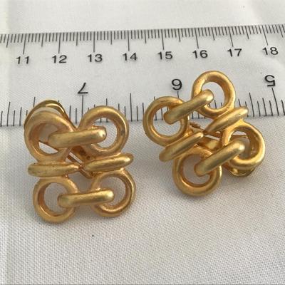 Brushed Gold Tone Clip on Earrings
