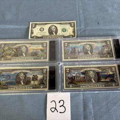 4 US State Uncirculated $2 Bills Plus an Extra