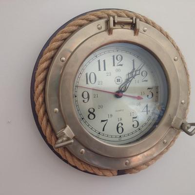 Nautical Themed Porthole Window Wall Clock