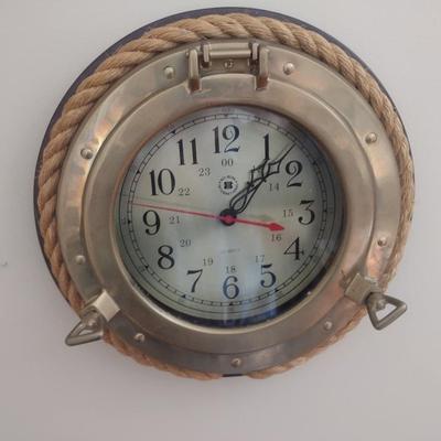 Nautical Themed Porthole Window Wall Clock