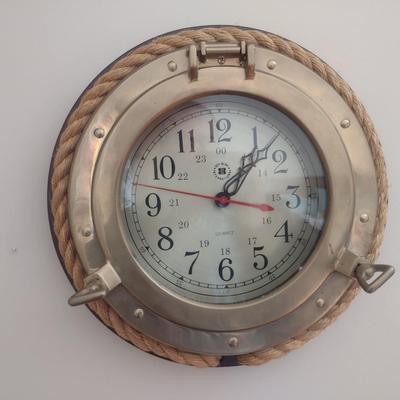 Nautical Themed Porthole Window Wall Clock