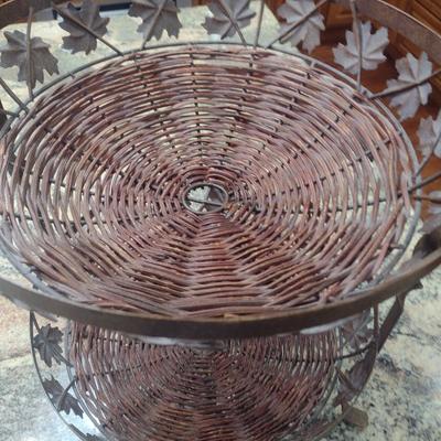 Decorative Two-Tier Wire and Wicker Basket