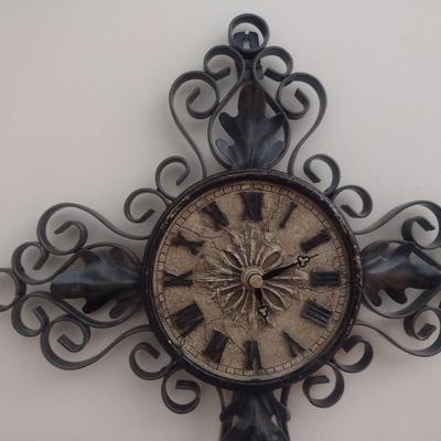 Metal Ribbon Decorative Cross Wall Clock