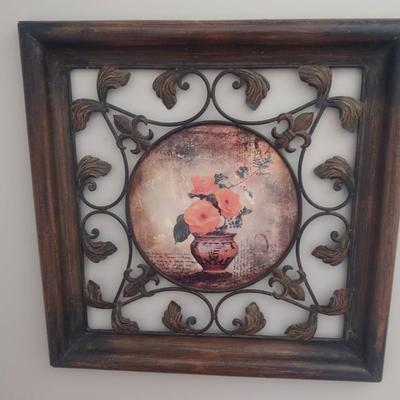Large Metal Wall Art Panel Floral Centerpiece Theme